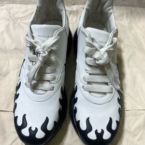 Alexander McQueen White and Black Flame Sneakers